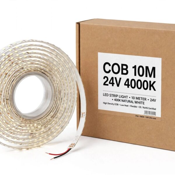 شريط لاصق 10 متر 24 فولت 4000 كلفن COB يحتاج ترانس